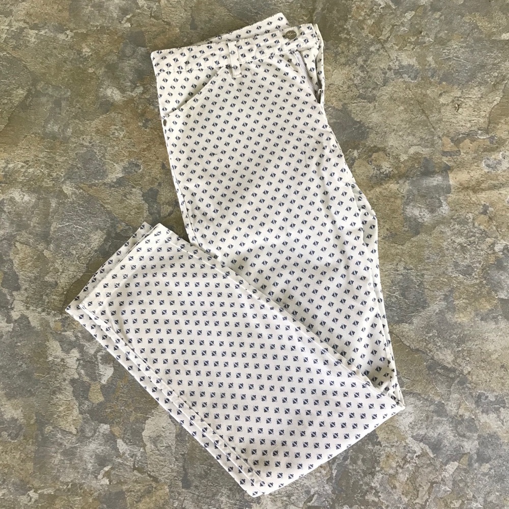 Andrea Jovine Pants, Cream/Blue, Size 12, NWOT